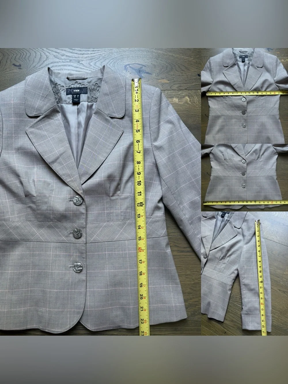 Y2K H&M Suit Fitted Skirt & Blazer In Light Gray Size Blazer 8 / Skirt 6